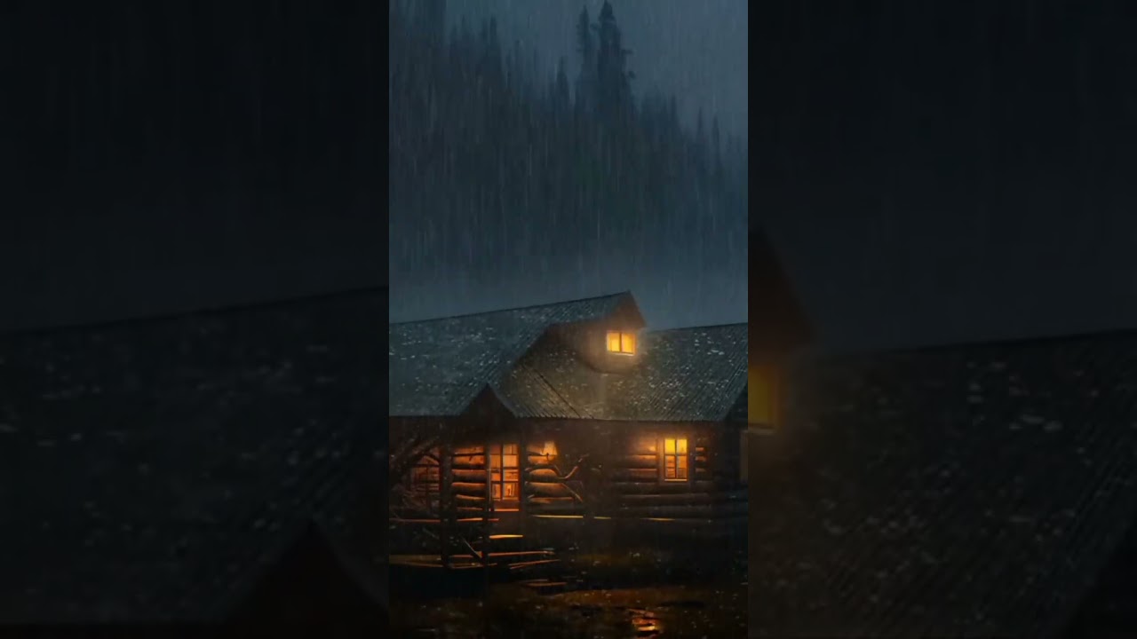 Cabin sleeping in rain 😊 #whitenoise #sleep #satisfyingvideo