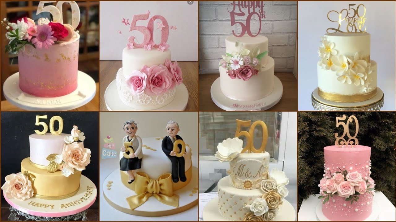 Beautiful 50th Wedding Anniversary Cake design || Amazing Cake decorating ideas for 50th Anniversary