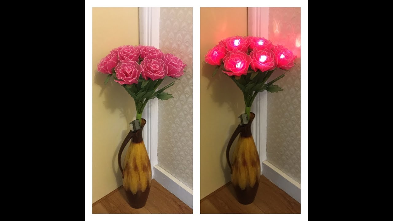How to make a nylon stocking flower Roses with LED light