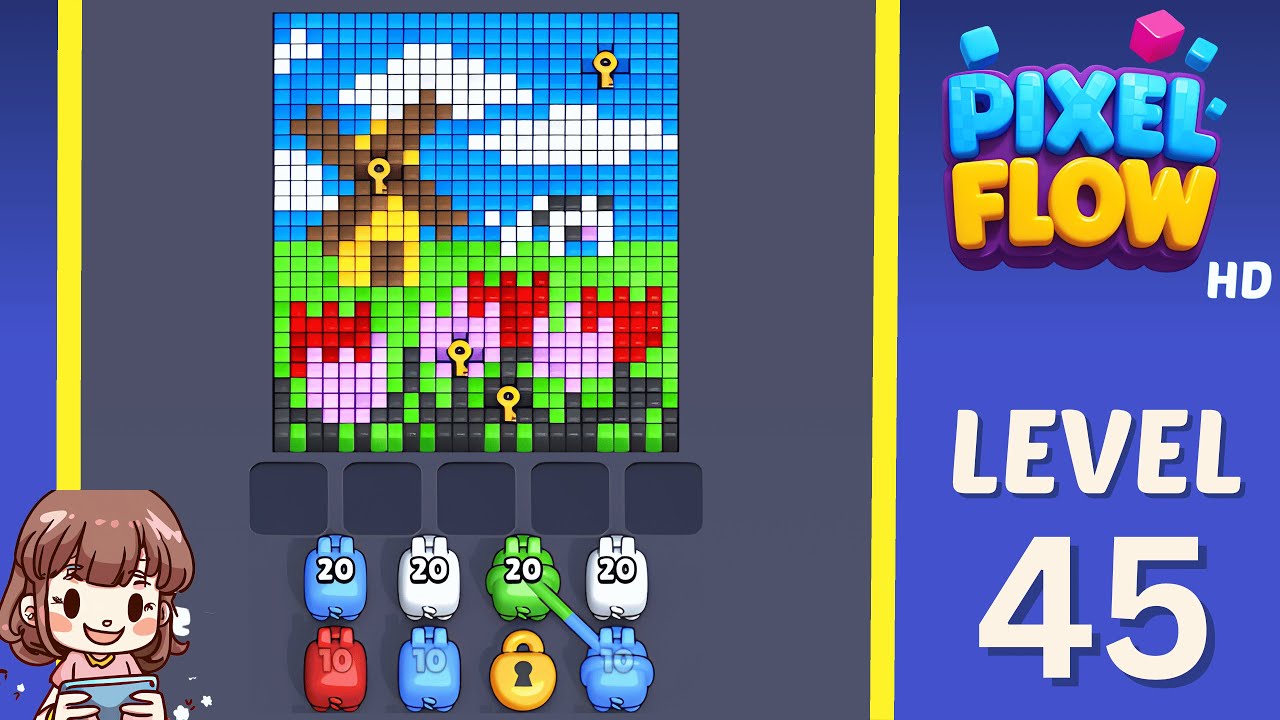 Pixel Flow Level 45 Solution Walkthrough