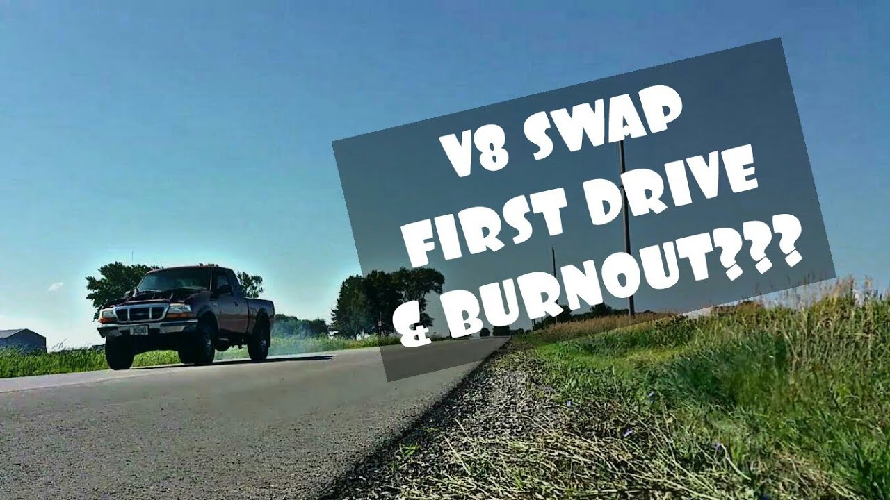 LQ4 V8 SWAPPED RANGER FIRST DRIVE!!! BURNOUT EXHAUST AND THOUGHTS!!!