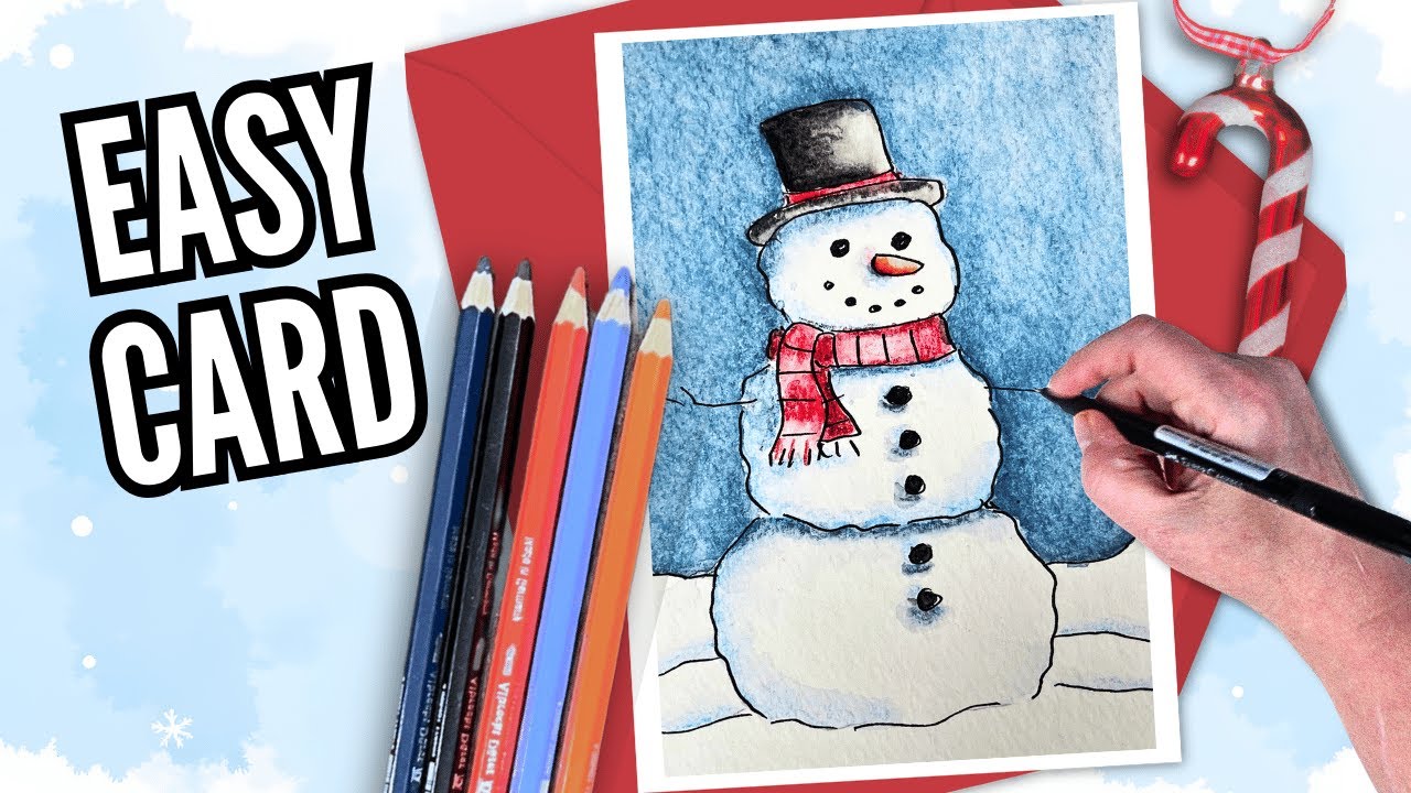 Easy Watercolor Pencil Snowman Card (Cute & Beginner Friendly!)