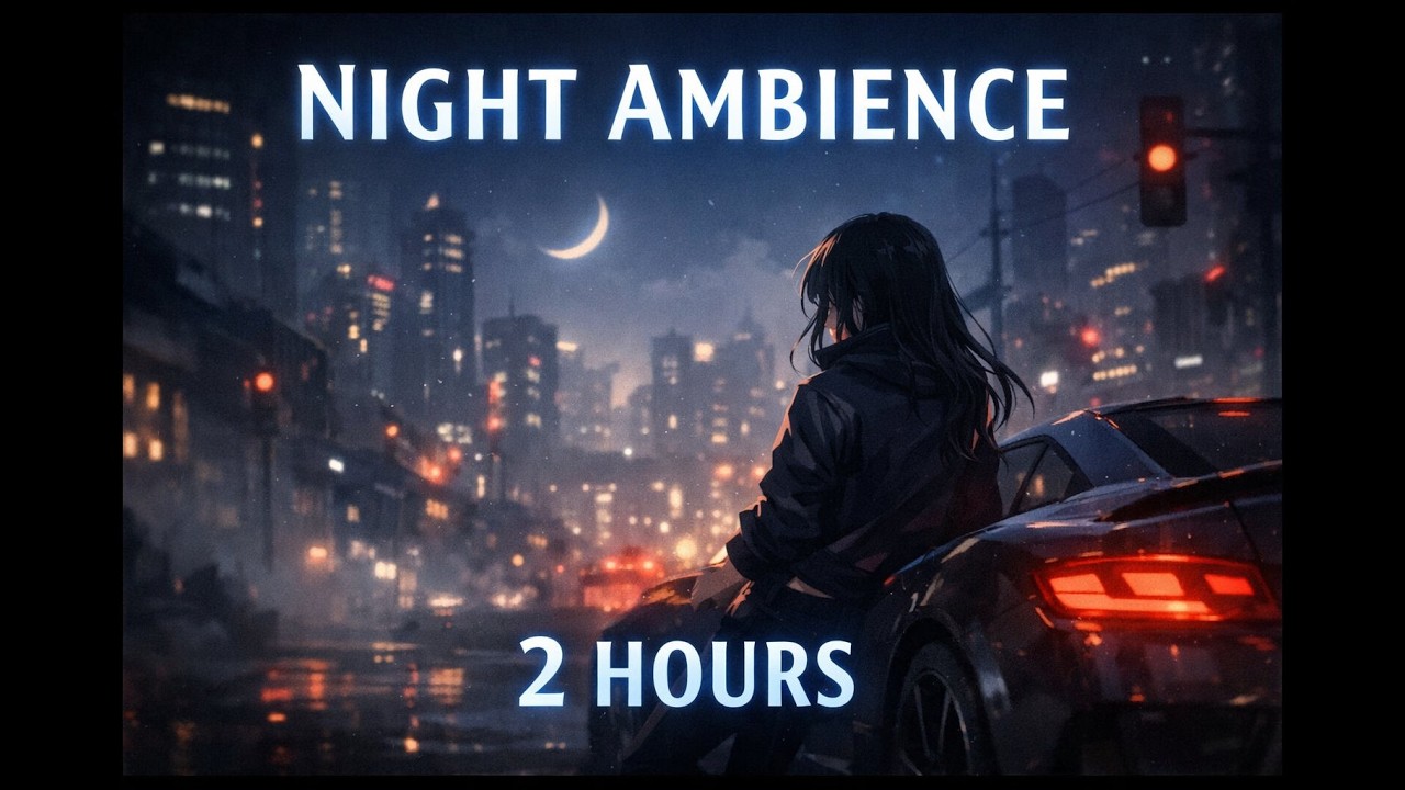 Night City Ambience 🌙 Dark Anime Art + Relax Music (2 Hours)