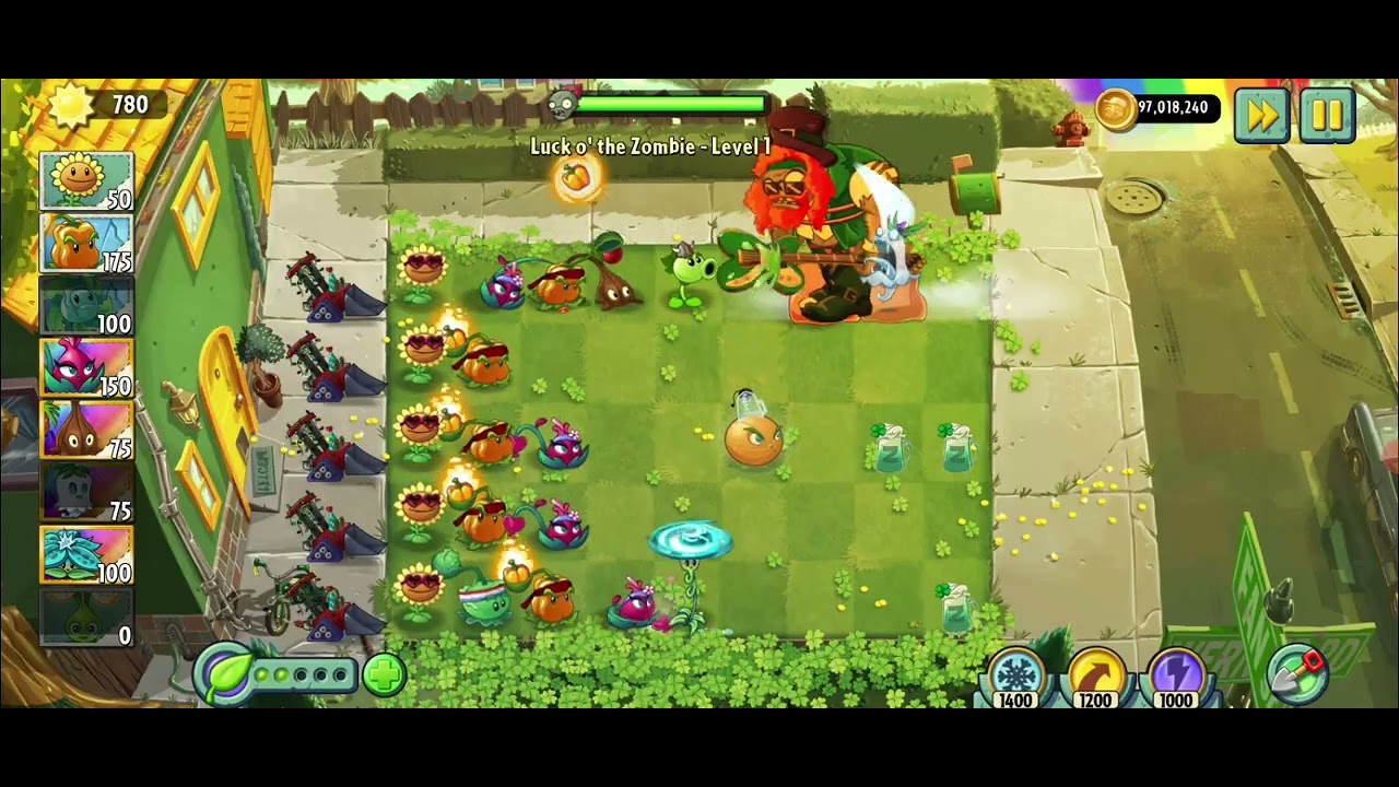 Pvz 2 Reflourished Luck o' the Zombie Level 1 - 4 Part 1
