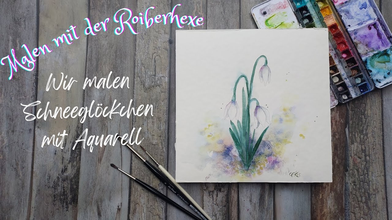 Schneeglöckchen mit Aquarell