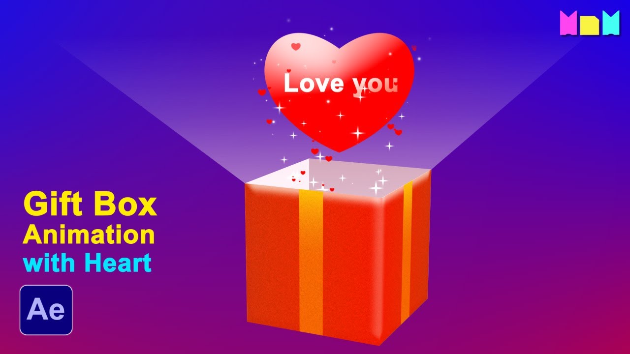 Gift Box Opening Animation with Heart Particles