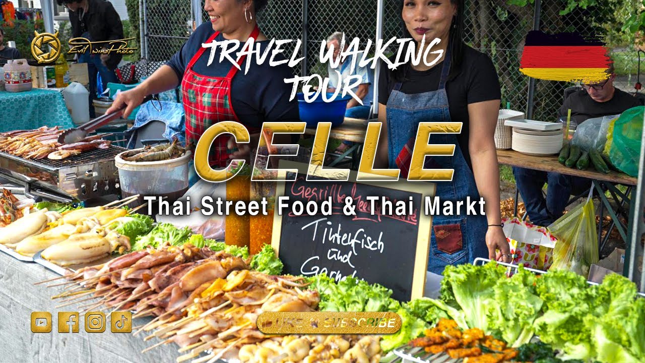 [4K DE] Thai Street Food & Thai Markt in Celle - Travel Walking Tour - 2023-08-27