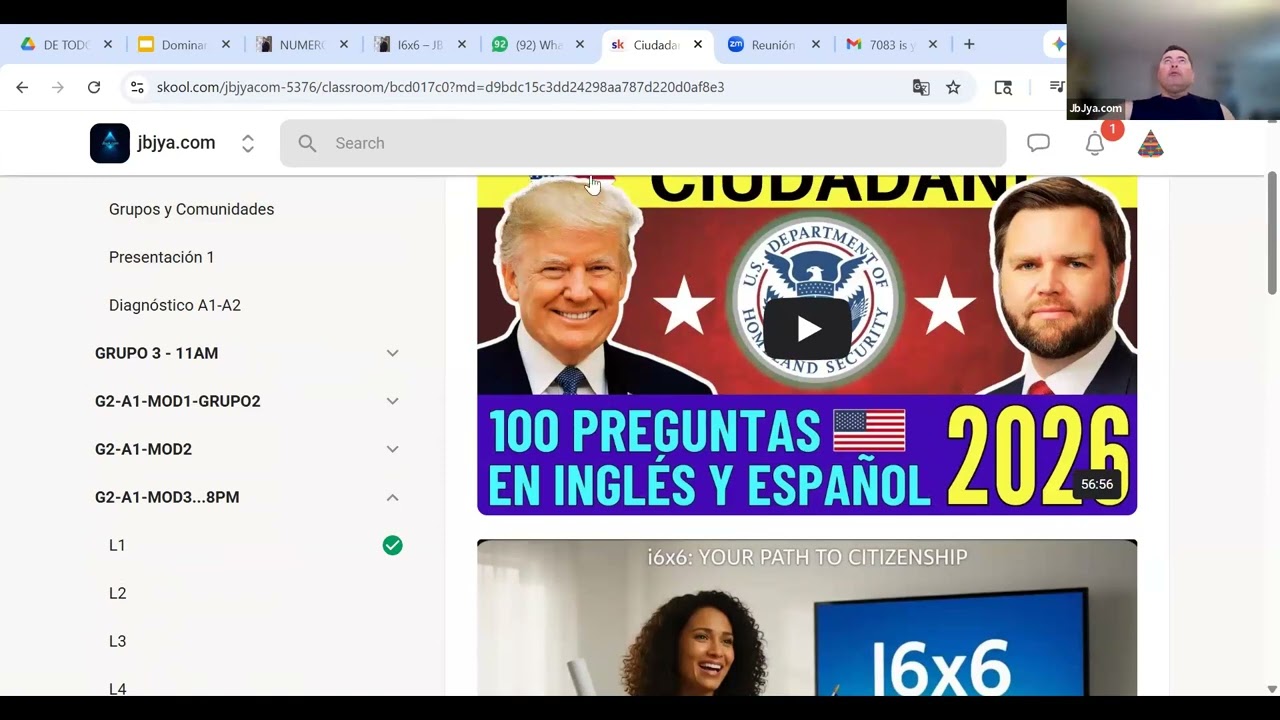 Entrar a la plataforma Skool de jbjya para inglés y otros cursos