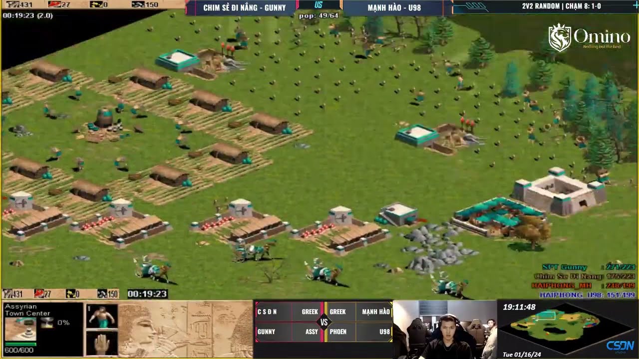 Chim Sẻ Đi Nắng - Gunny vs Mạnh Hào - U98 | 2v2 Random | 14/01/2023 #aoe #chimsedinang