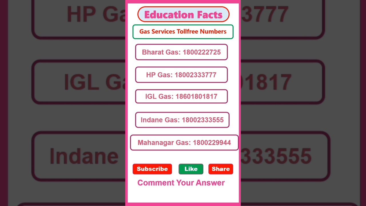 Gas Services Toll Free Numbers #shorts #ytshorts #youtubeshorts #viralshorts @educationfacts1313