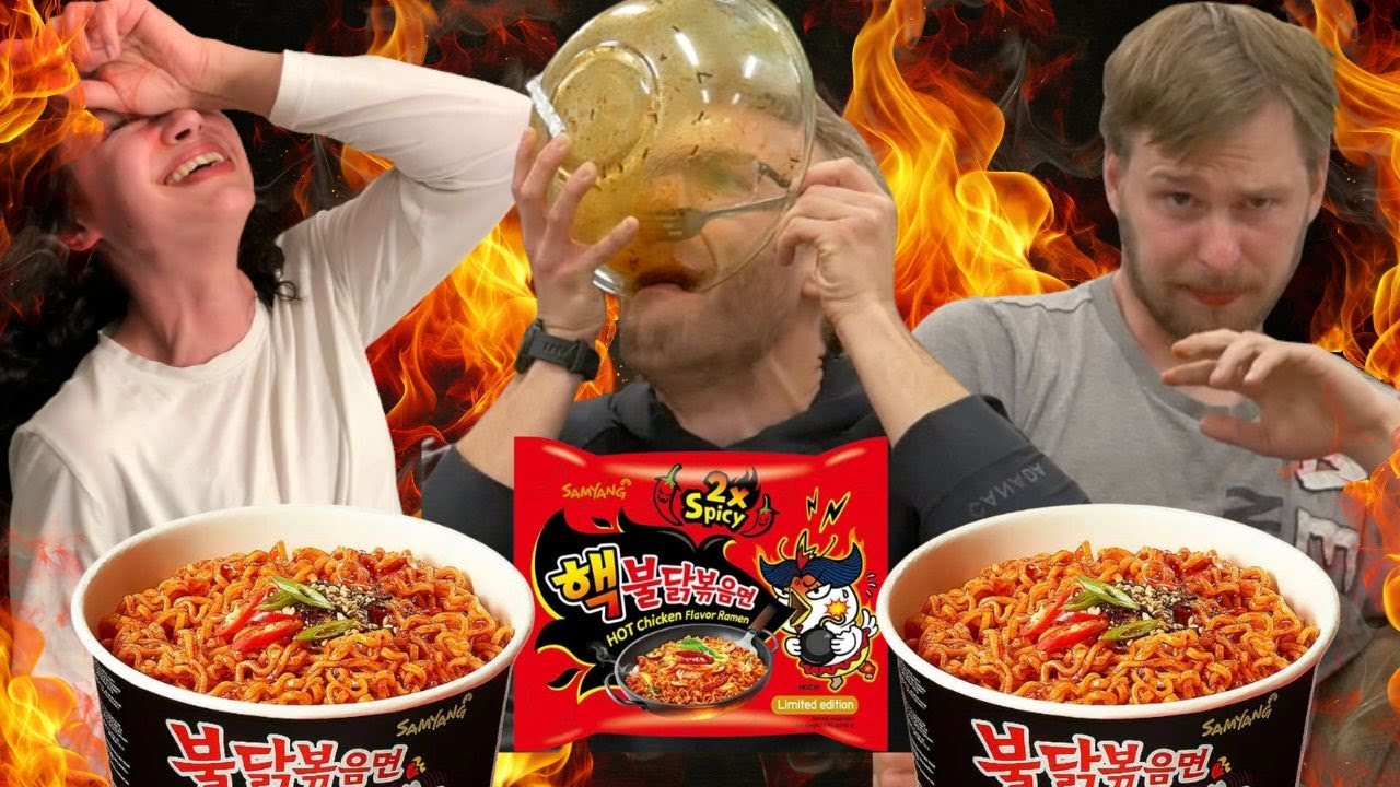 Canadians TRY the Korean Fire Noodle Challenge!!!