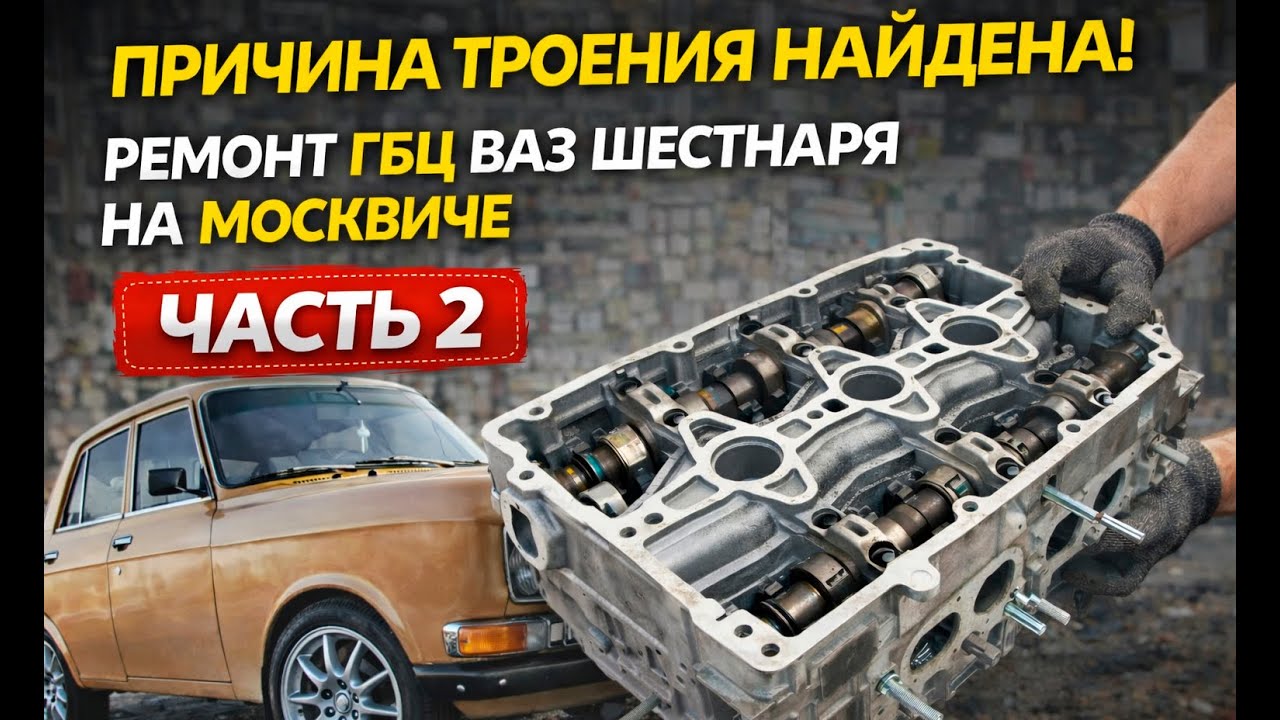 Причина троения найдена! Ремонт ГБЦ ВАЗ шестнаря на Москвиче | Часть 2