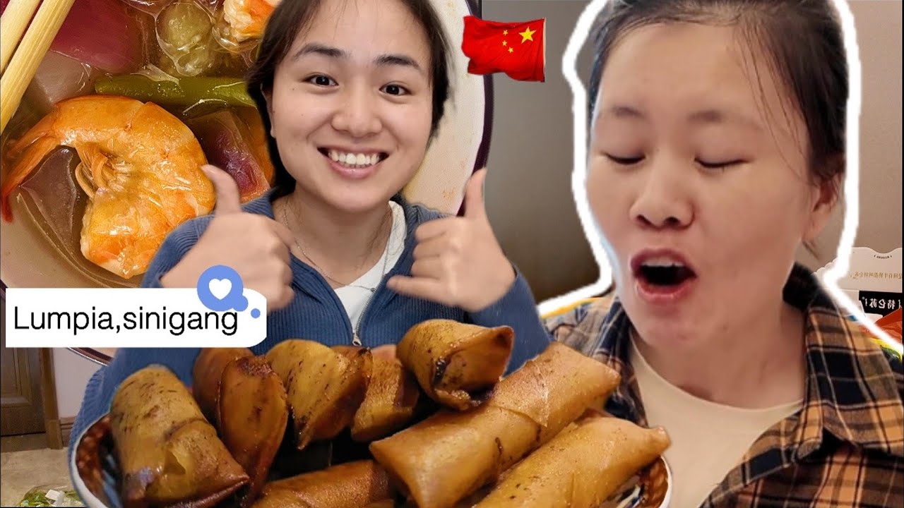 My First Time Cooking Filipino food Sinigang & Lumpia for My Chinese Friends!  ❤️🇨🇳🇵🇭