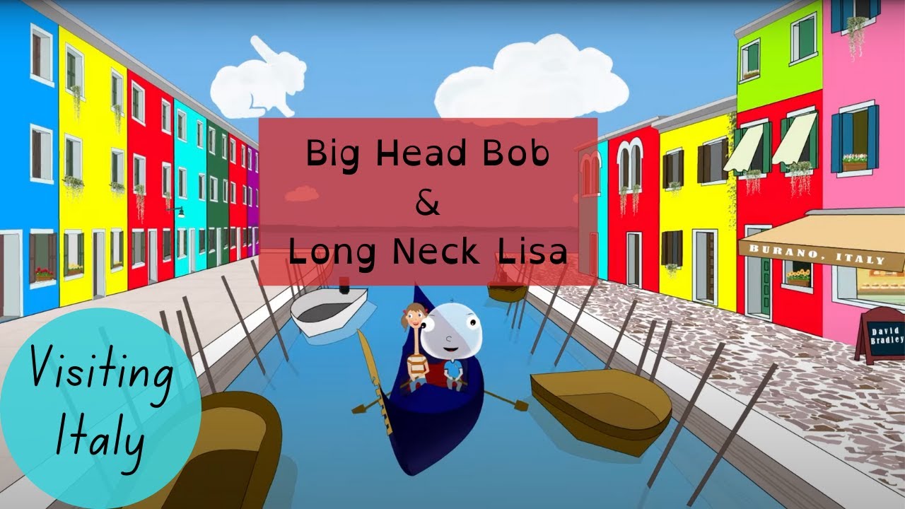 Big Head Bob in Italy | Burano by Gondola with Long Neck Lisa | Big Head Bob