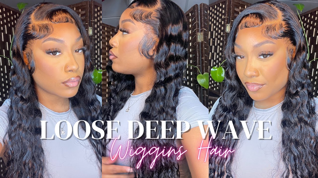 🌊 DEEP SIDE PART + DRAMATIC BABY HAIR ON LOOSE DEEP WAVE HD LACE WIG FT WIGGINS HAIR