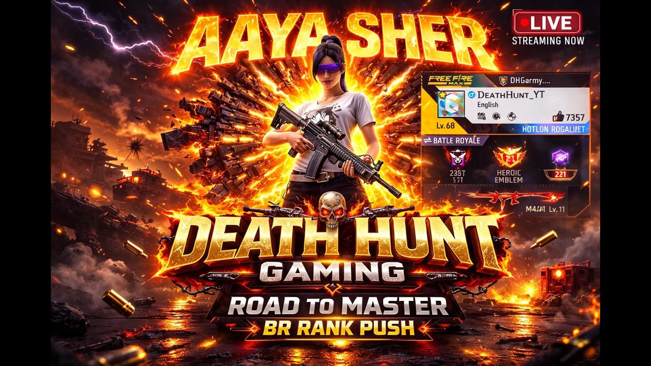 🔴Death Hunt is LIVE!! Free Fire Grand Master Pushing Live in Telugu #streamwithglip #vivogaming