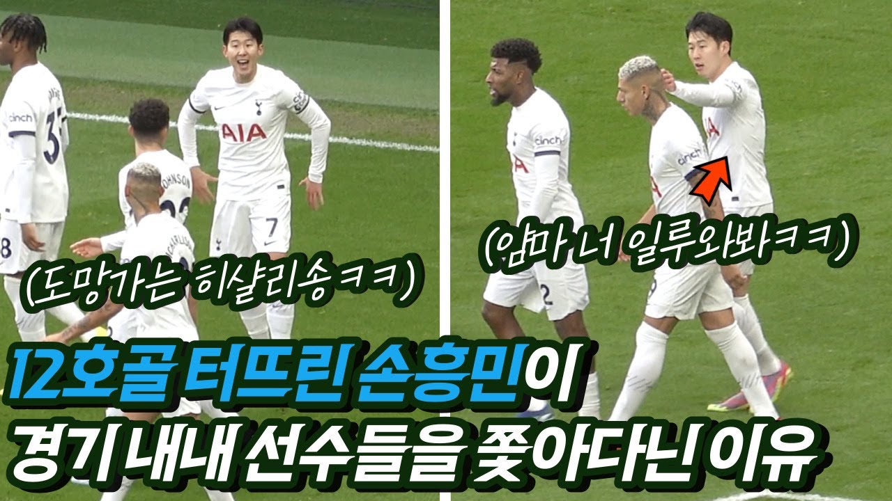 [직캠] 손흥민의 12호골을 지켜본 양팀 선수들 반응 (feat. 말 안듣는 선수들 ㅋㅋ) [English Subtitles]