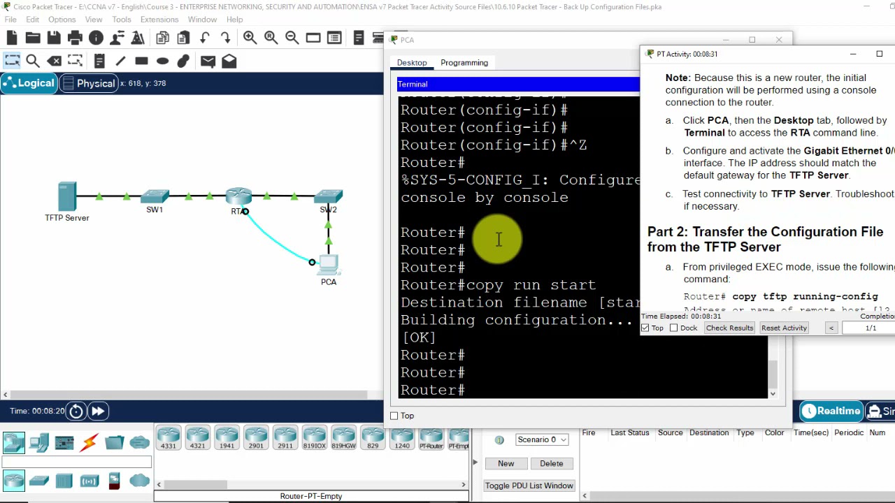 10.6.10 Packet Tracer   Back Up Configuration Files