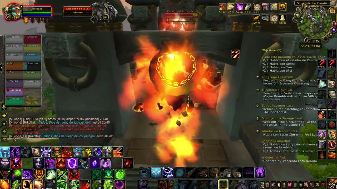 Matando a Ordos y a Chi-Ji de los 4 Celestiales -Bruja Coatlicue- Pandaria Isla Intemporal 25 12 17