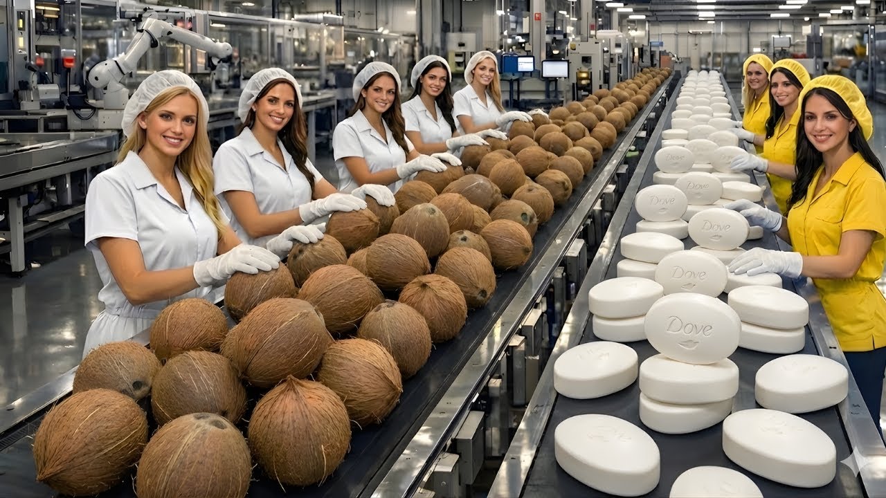 Inside a Modern Factory: From Raw Coconut to Soap (Full Process)