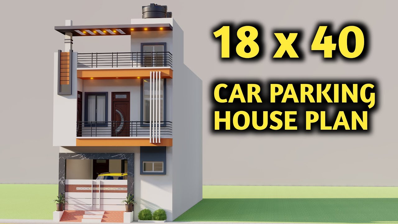 18x40 Car Parking House Plan,18 by 40 Makan ka Naksha,Small 3D House Design