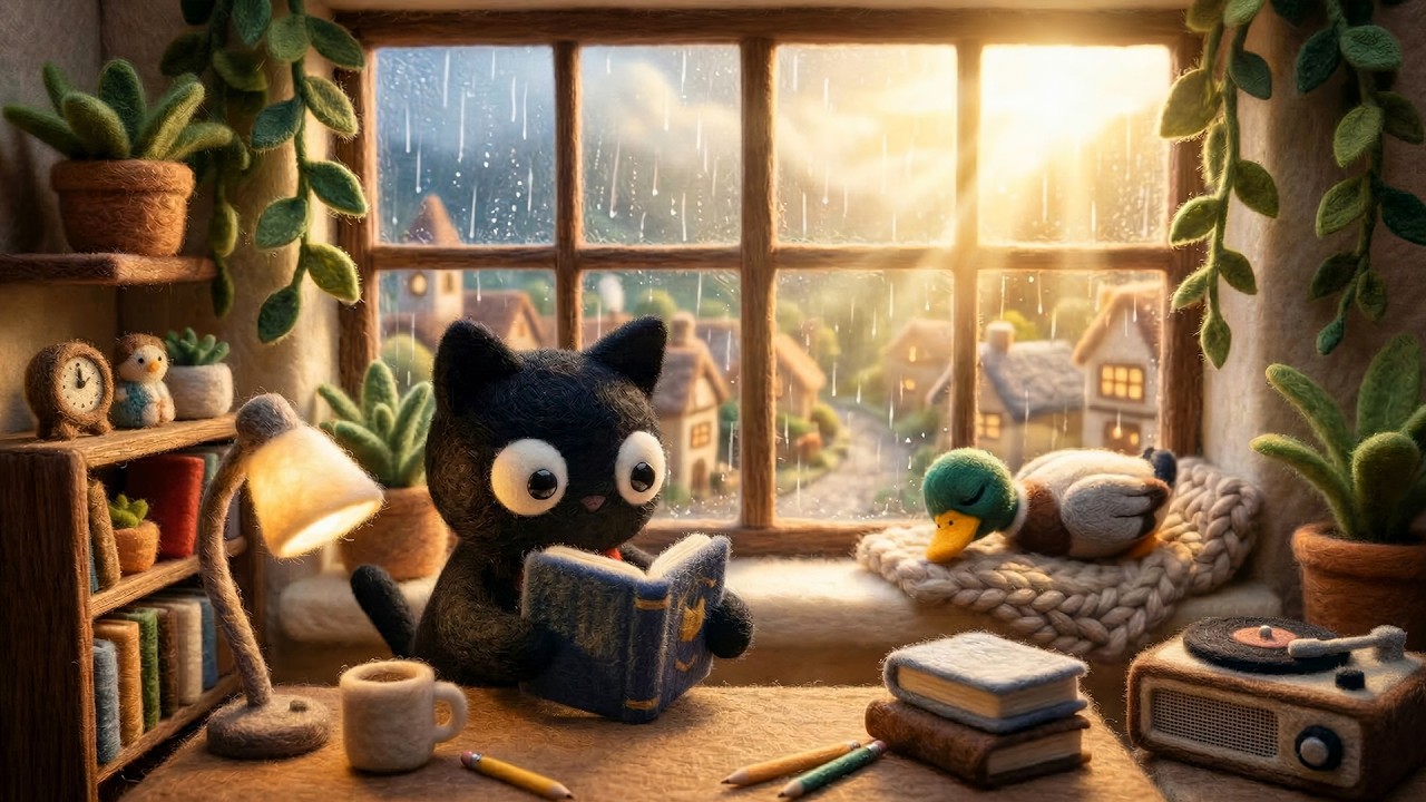 Golden Sunshower Lofi 🌦️ Cozy Jazz Beats with Rain Sounds for Study & Focus