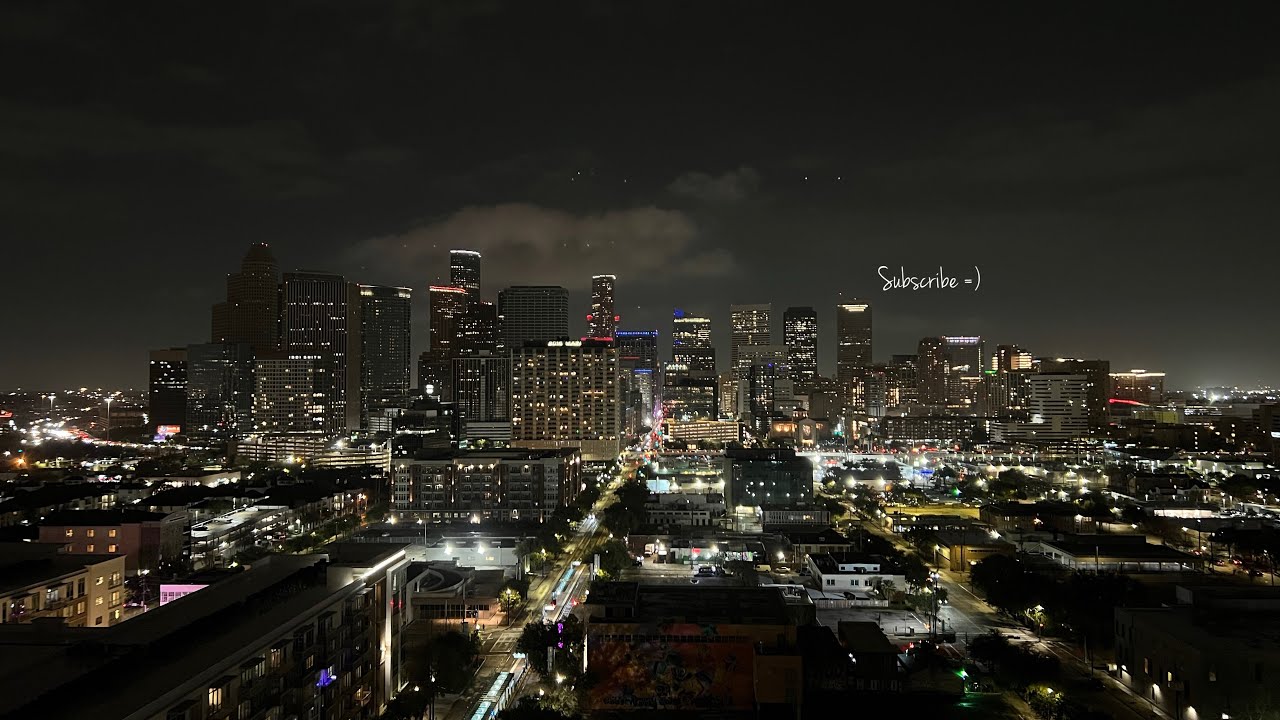 Houston City Soundscape | Overcast Sunset 4K (NIGHT)