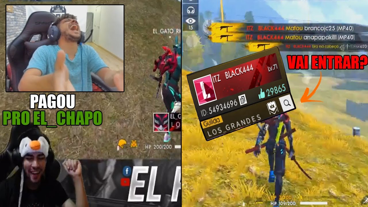 EL GATO DESCOBRE SEGREDOS DO RACHA, EL_BLACK444 NA LOS GRANDES? Free fire