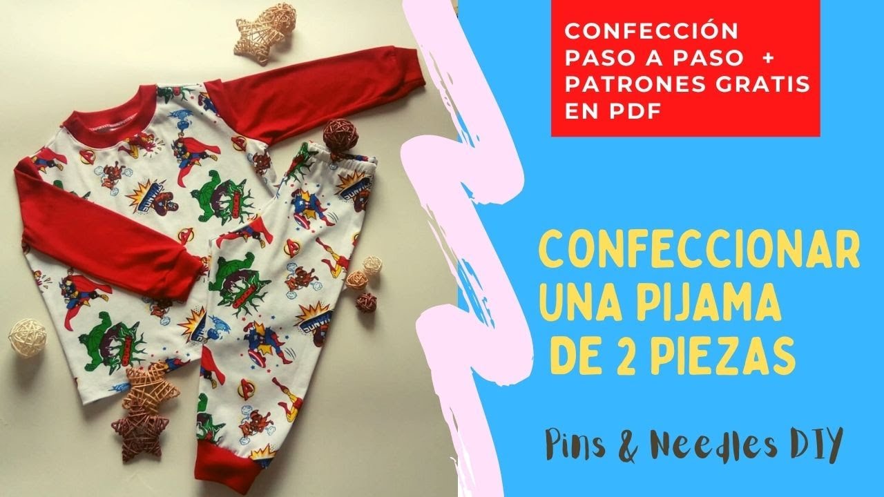 CÓMO COSER UNA PIJAMA DOS PIEZAS INFANTIL + PATRONES GRATIS SUPER FÁCIL!!!!