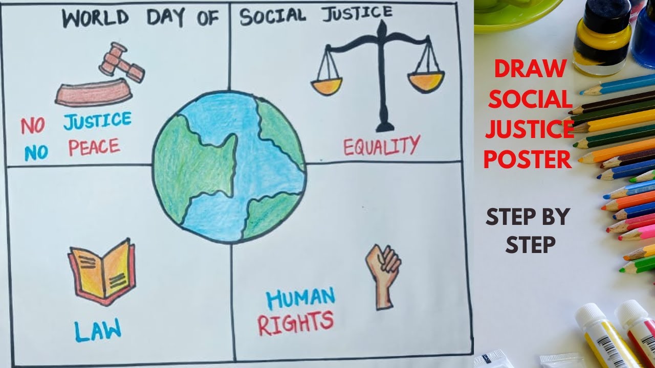 How to draw World Day Of Social Justice Poster easy | Constitution day drawing easy / social justice