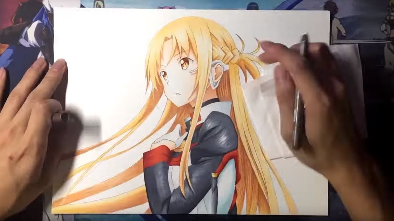 Drawing Asuna Yuuki (結城 明日奈) from Sword Art Online: Ordinal scale (刀劍神域 序列爭戰)