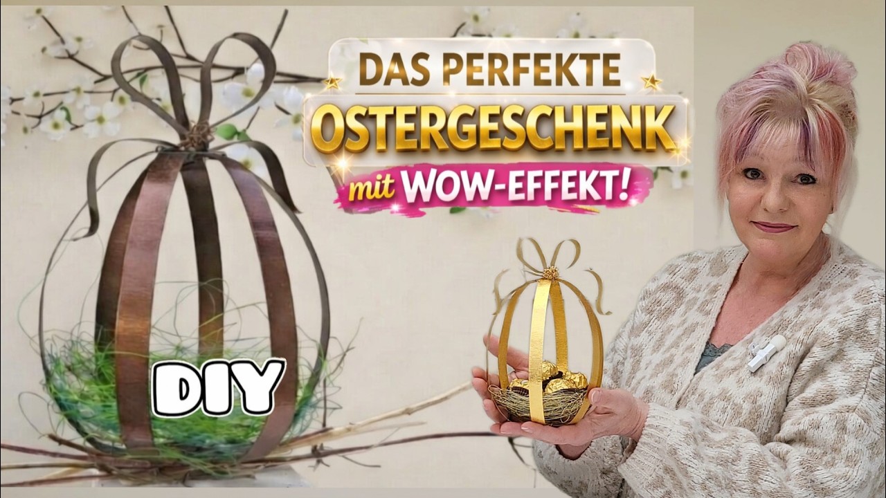 Dieses Ostergeschenk begeistert alle 🐣 Flachdraht-Ei als Osternest | DIY mit Wow-Effekt / Osterdeko