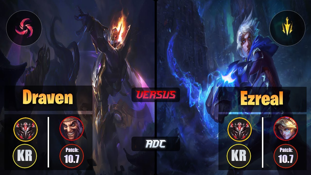 GrandMaster DRAVEN [Hail of Blades] (ADC) VS  EZREAL - Grandmaster KR Patch 10.7