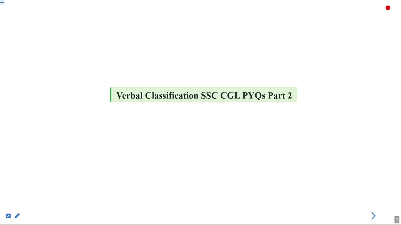 Verbal Classification SSC CGL PYQs Part 2 #swayamprabha