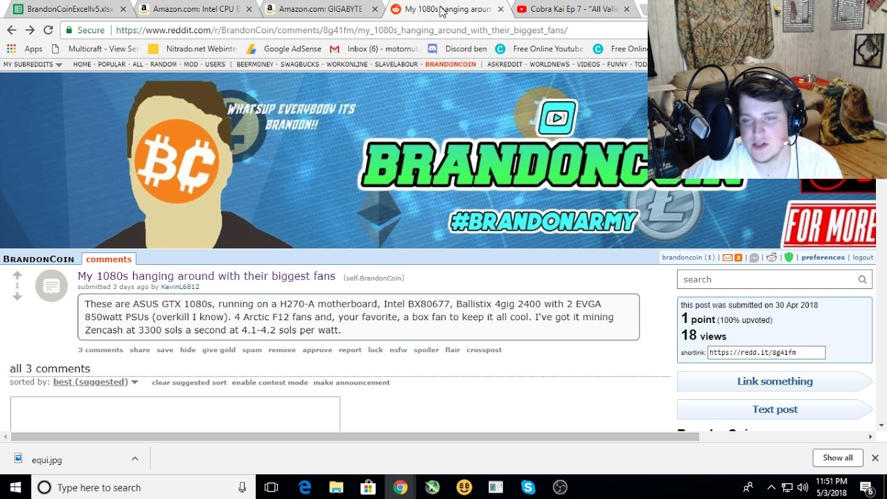 Nvidia Mining Hashrates 5-3-2018 Brandoncoin