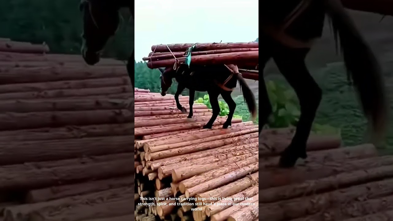 A Mighty Horse Hauls Heavy Timber Like a True American Legend 🐎🌲