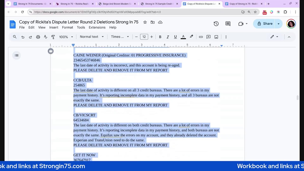 Round 2 Dispute Letter &ndash; Continued Inaccuracies After Investigation - Strong in 75
