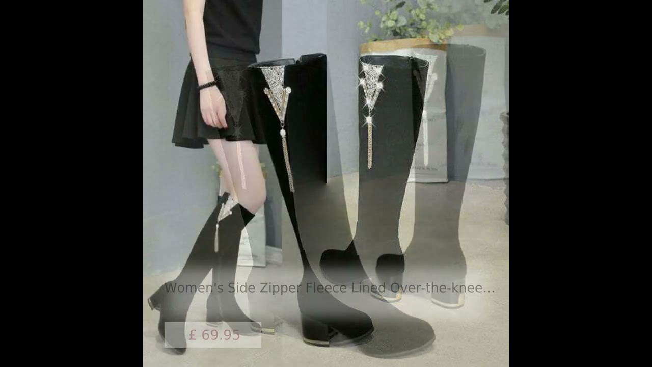Women's Side Zipper Fleece Lined Over-the-knee Boots