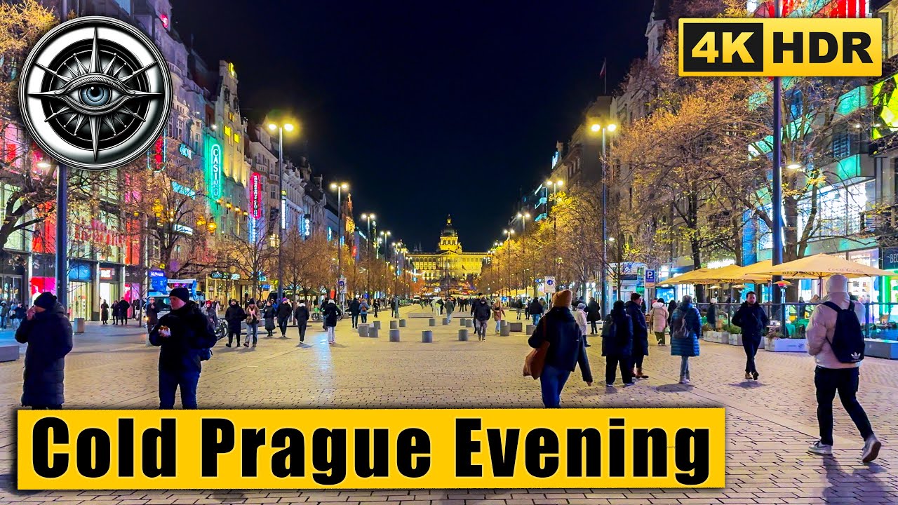 Prague Evening Walk | Early Advent Atmosphere | 4K HDR ASMR