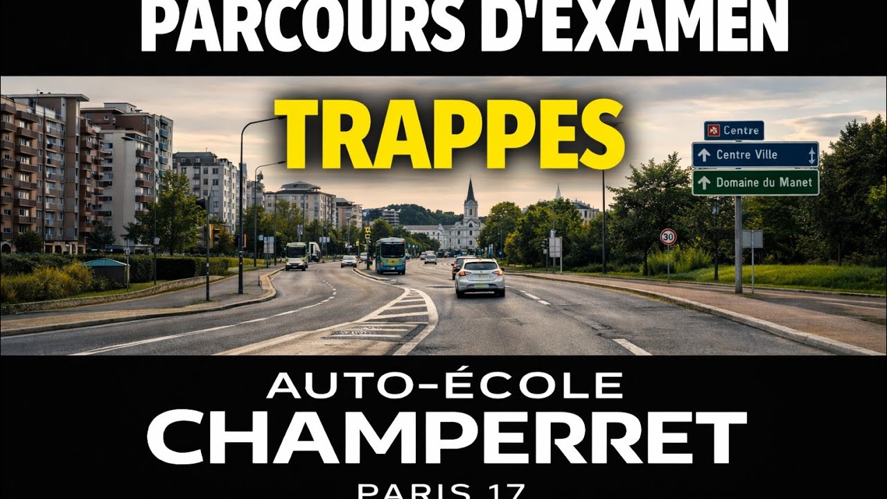 Trappes – Parcours d’examen permis de conduire #1 (Auto-école Paris 08 – Gare saint Lazare)