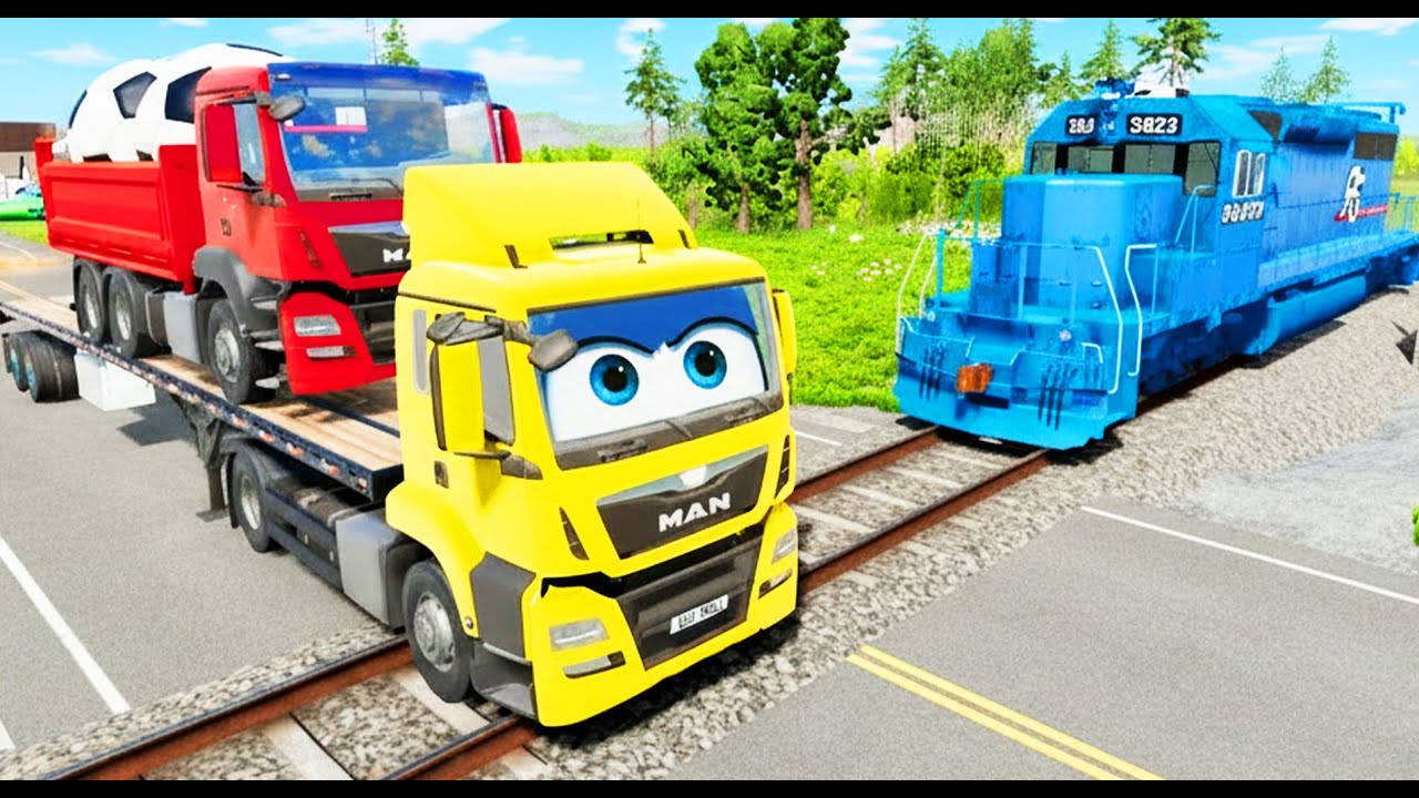 Flatbed Truck McQueen-Truck Transport-Car vs Truck #40 -Beamng.drive