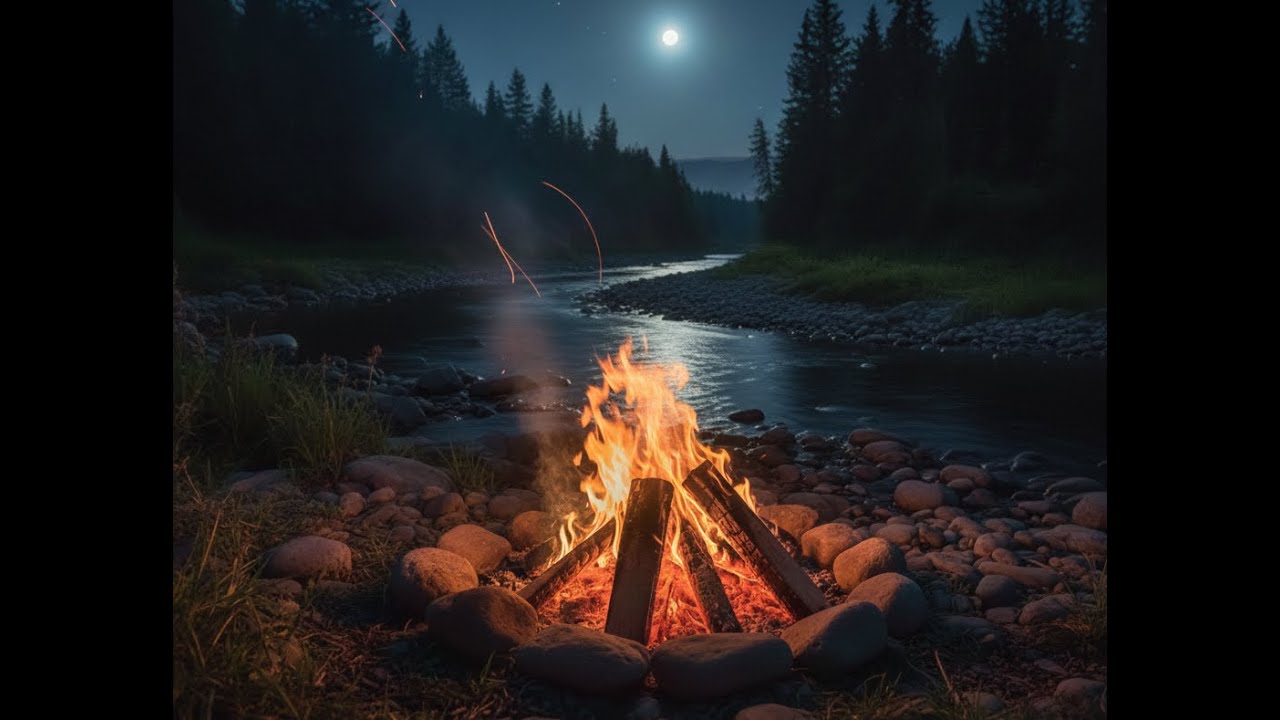 Forest River & Campfire Sounds 🌲🔥 Deep Sleep, Relax & Focus (10 Hours)