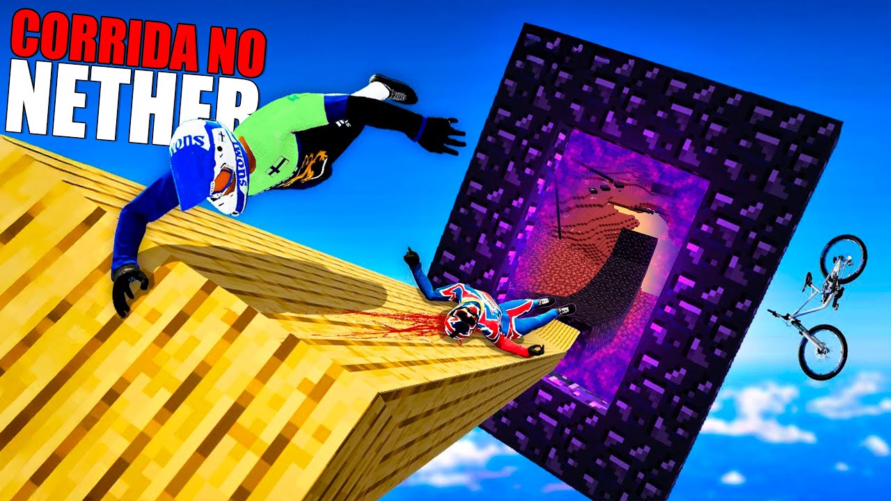 Caindo no Nether de Bike na Corrida do Mineraft!