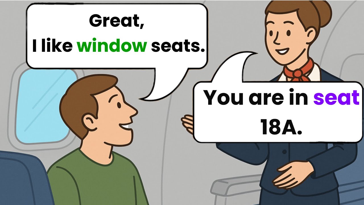 Flight Attendant and Passenger on a Plane | English Conversations for Beginners ✅