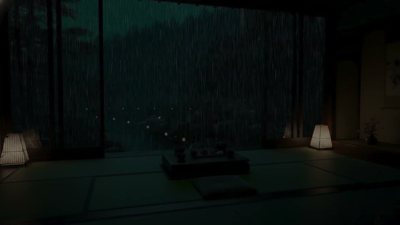 Heavy Rainfall Inside Dark Room Calm Night Sounds for Focus and Rest
