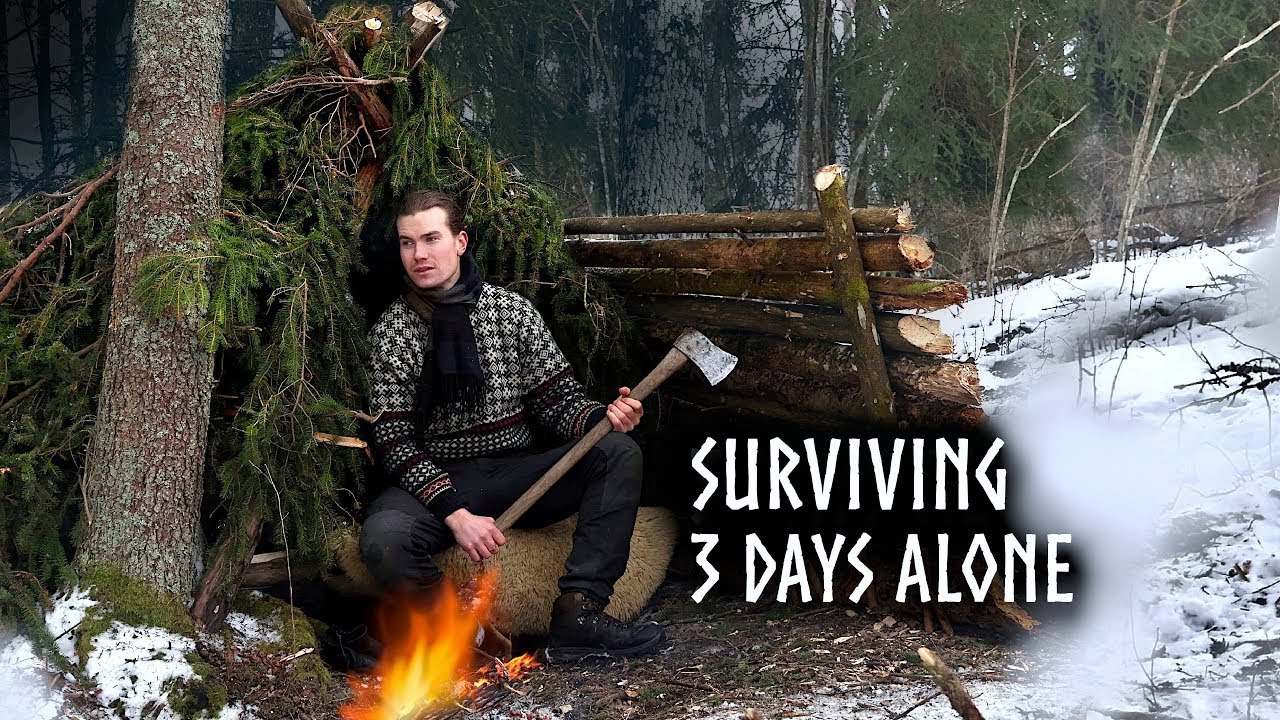 Surviving in ❄️FREEZING COLD🥶 for 3 days in Primitive Bushcraft Shelter
