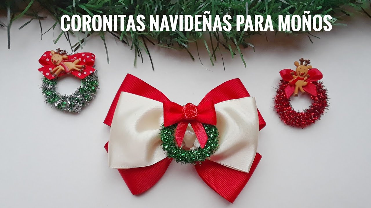 Como hacer Coronitas Navideñas para el Centro de los Moños de Niñas | DIY Chenille Stems Wreaths