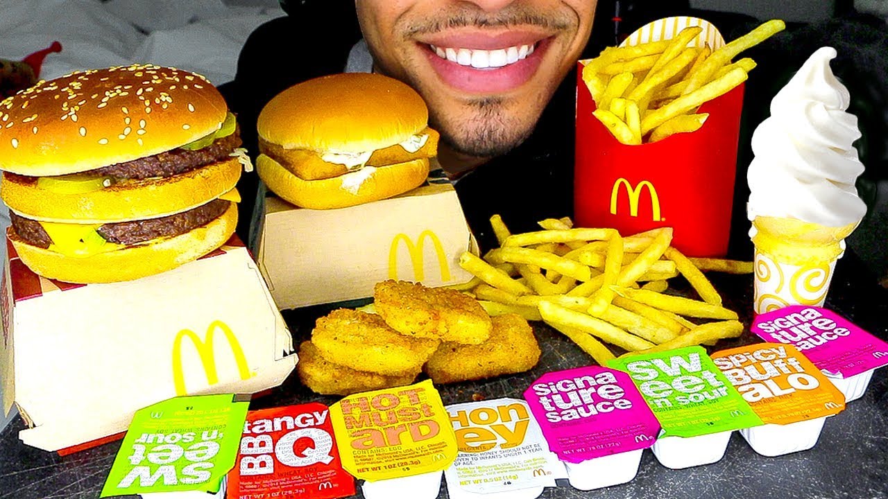 ASMR MCDONALD'S CHICKEN NUGGETS BIG MAC ICE CREAM CONE FRIES MUKBANG *BIG BITES* EATING NO TALKING