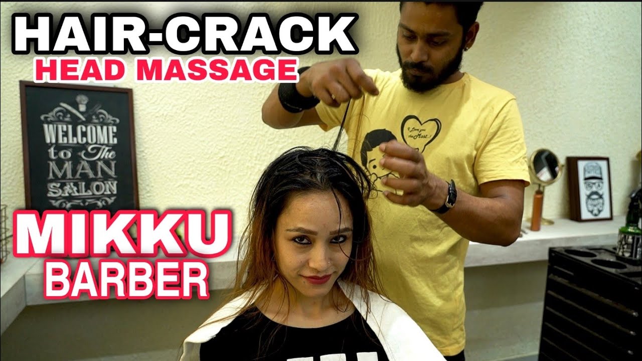 MIKKU BARBER TAKING HAIR-CRACKING HEAD MASSAGE WITH NECK CRACKING BY INDIAN BARBER BASU ASMR