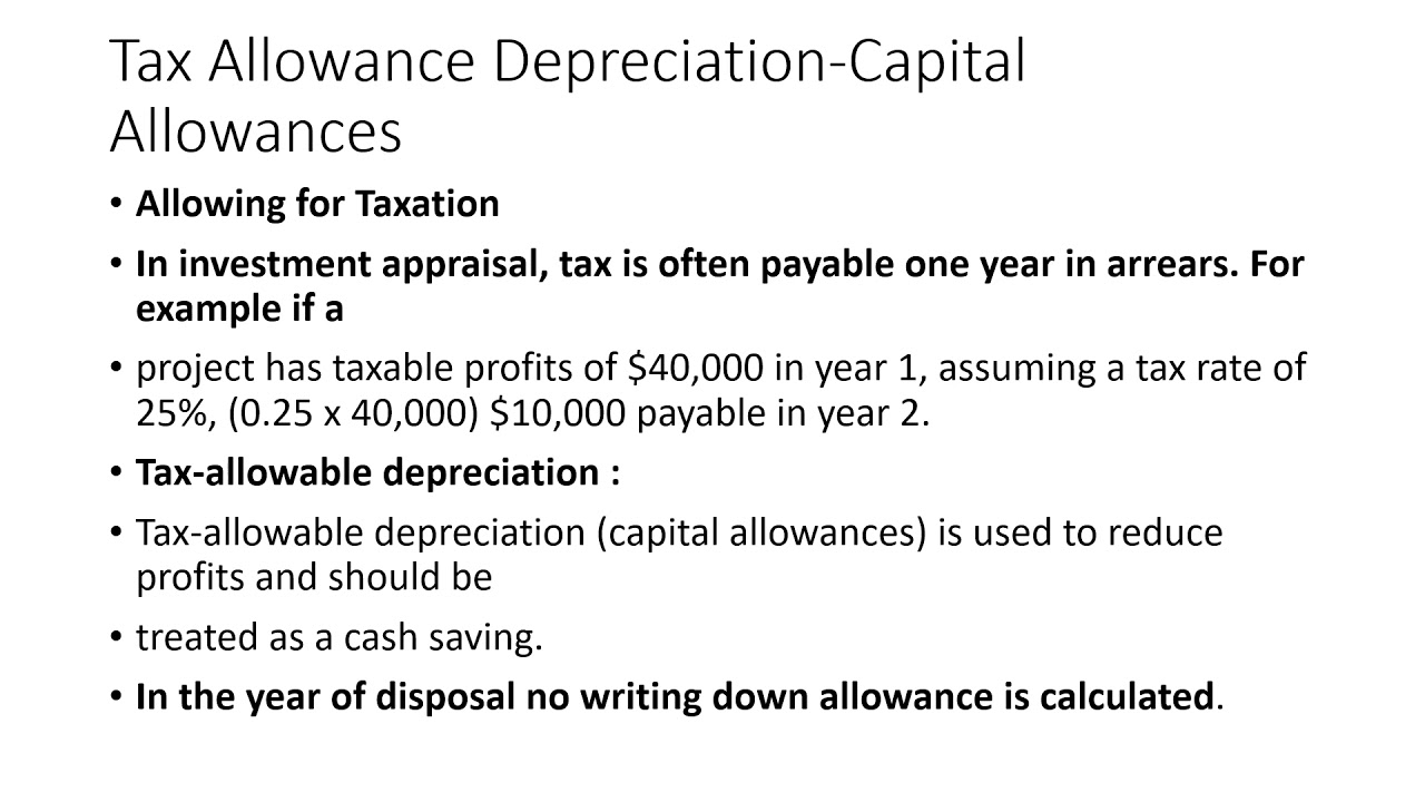 Capital Investment Appraisal- Tax Allowable Depreciation ACCA F9